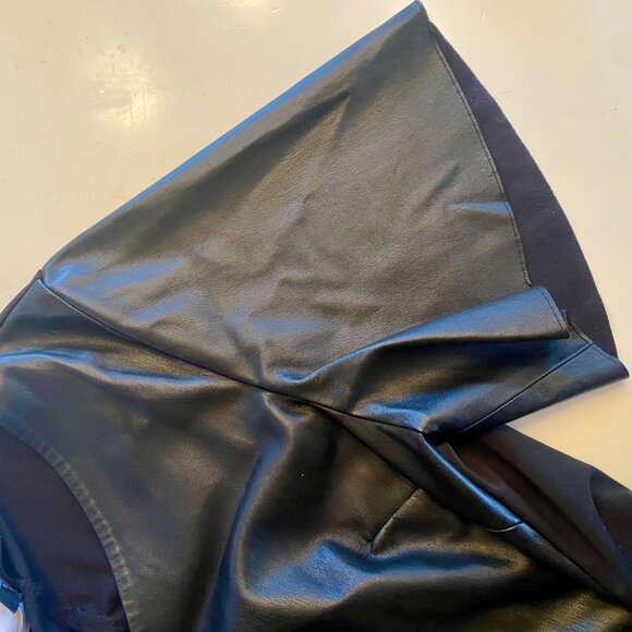 Eloquii Black Faux Leather Wrap Top Women 18 Short Sleeve Belted Y2K Chic - Picture 2 of 4